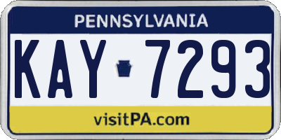PA license plate KAY7293