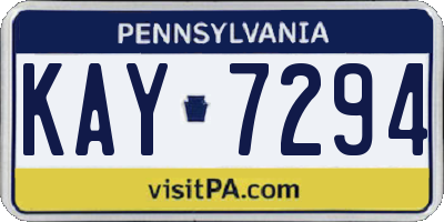 PA license plate KAY7294