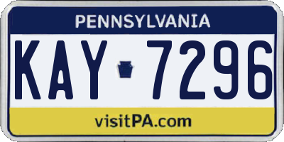 PA license plate KAY7296