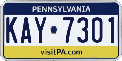 PA license plate KAY7301