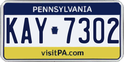 PA license plate KAY7302