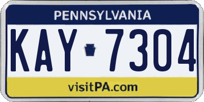PA license plate KAY7304