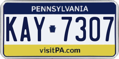 PA license plate KAY7307