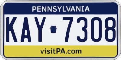 PA license plate KAY7308
