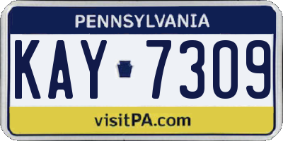 PA license plate KAY7309