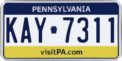 PA license plate KAY7311