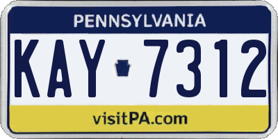 PA license plate KAY7312