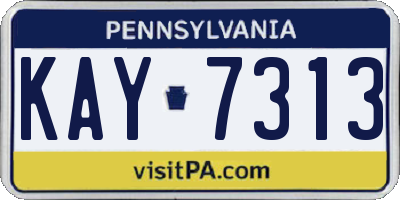 PA license plate KAY7313