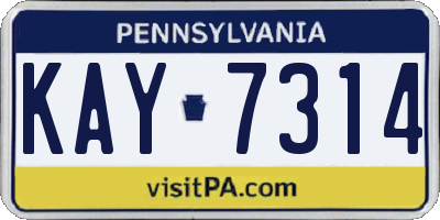 PA license plate KAY7314