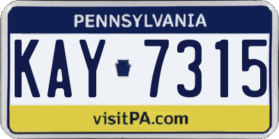 PA license plate KAY7315
