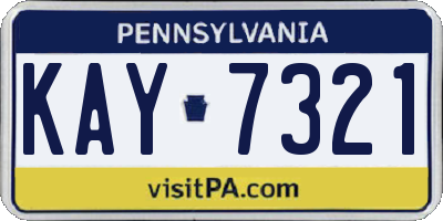 PA license plate KAY7321