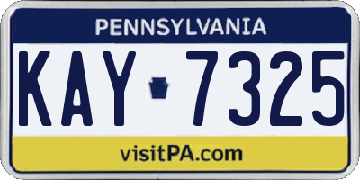 PA license plate KAY7325