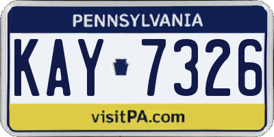 PA license plate KAY7326