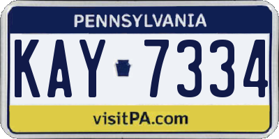PA license plate KAY7334