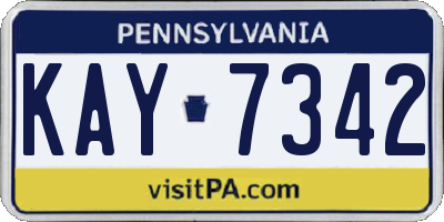 PA license plate KAY7342