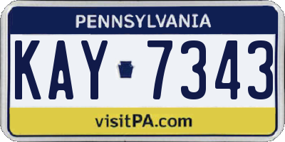 PA license plate KAY7343