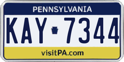 PA license plate KAY7344
