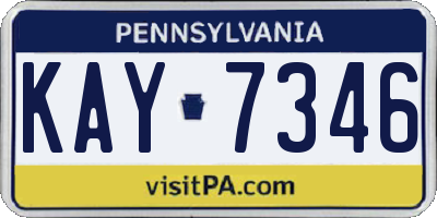 PA license plate KAY7346