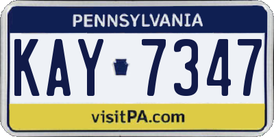 PA license plate KAY7347