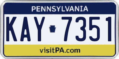 PA license plate KAY7351