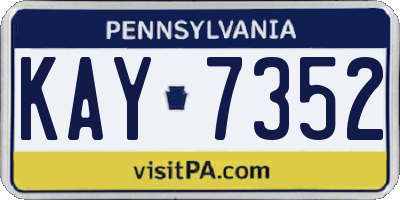 PA license plate KAY7352