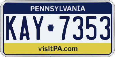 PA license plate KAY7353