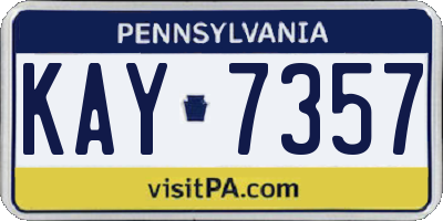 PA license plate KAY7357