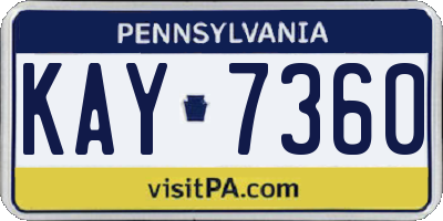 PA license plate KAY7360