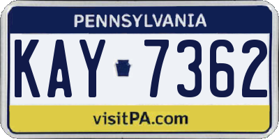 PA license plate KAY7362