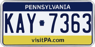 PA license plate KAY7363