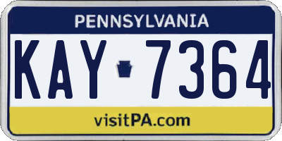 PA license plate KAY7364