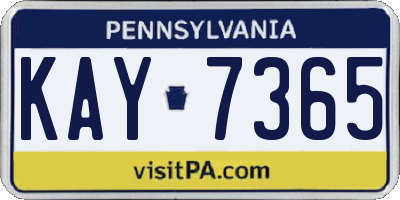 PA license plate KAY7365