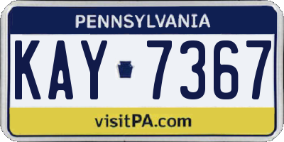 PA license plate KAY7367