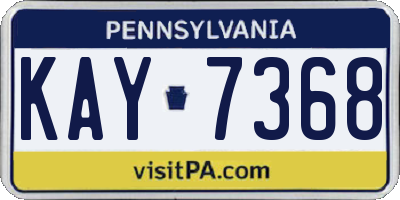 PA license plate KAY7368