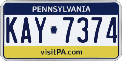 PA license plate KAY7374