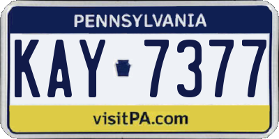 PA license plate KAY7377