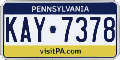 PA license plate KAY7378