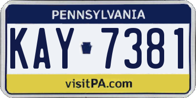 PA license plate KAY7381