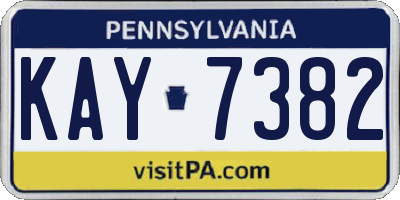 PA license plate KAY7382