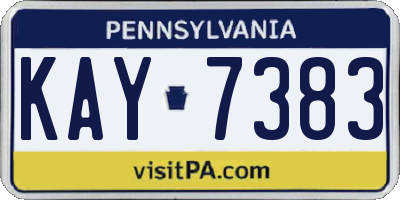 PA license plate KAY7383