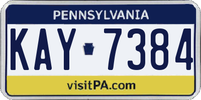 PA license plate KAY7384