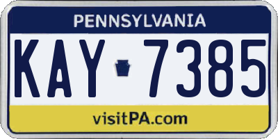 PA license plate KAY7385