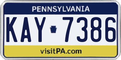 PA license plate KAY7386