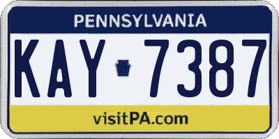 PA license plate KAY7387