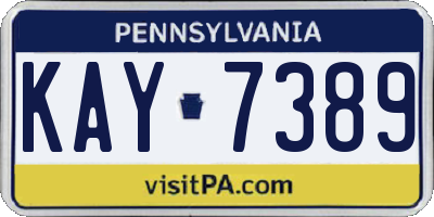 PA license plate KAY7389