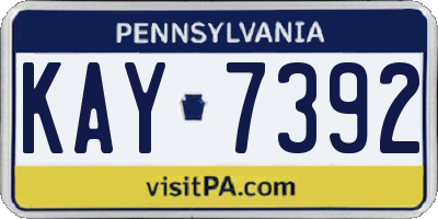 PA license plate KAY7392