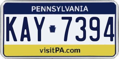 PA license plate KAY7394