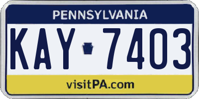 PA license plate KAY7403