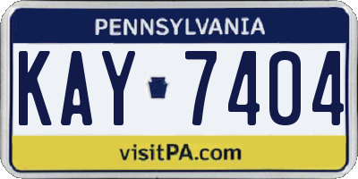 PA license plate KAY7404