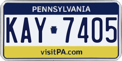 PA license plate KAY7405